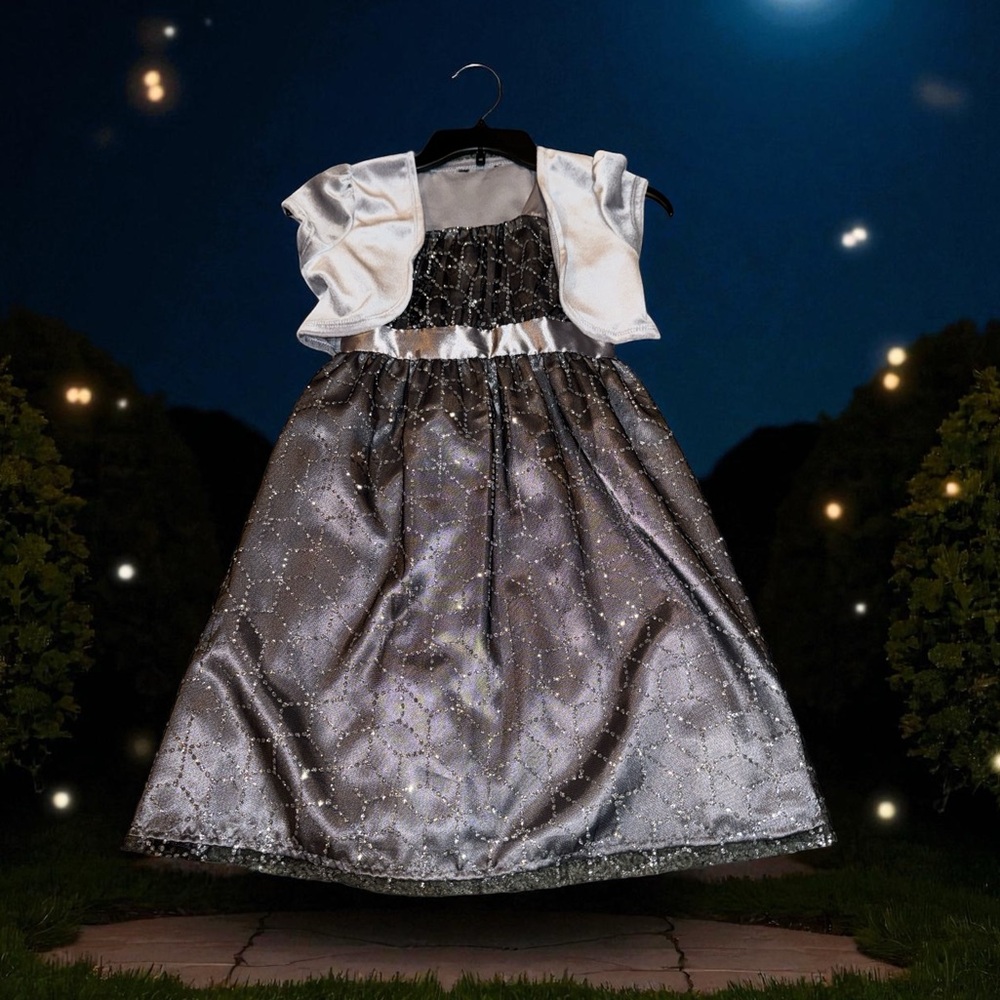 Elegant Silver and Sparkly Dress Girls (8)